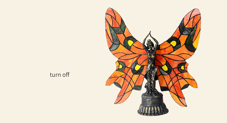 FUMAT Tiffany Style Stained Glass Handcrafted Table Lamp - Creative Butterfly Girl Design
