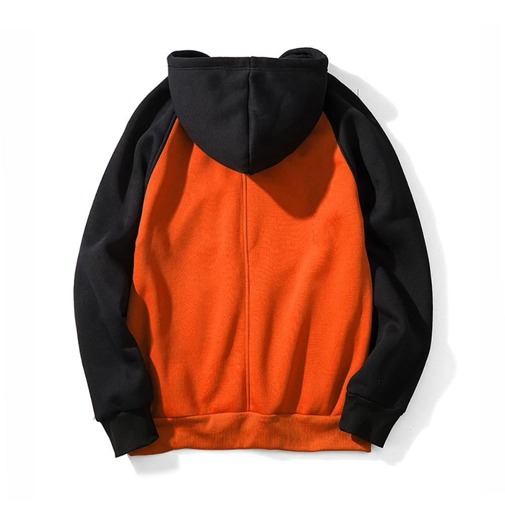 WY39 Men's Autumn Winter Raglan Hoodie (Color Block Breathable Size M) - Orange