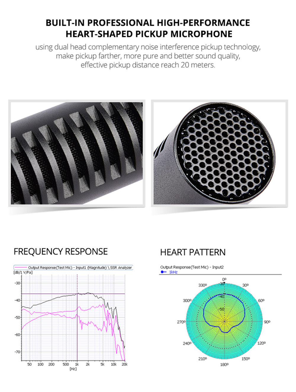 Yelangu MIC03 Professional Wired Microphone Built-in Heart-shaped Pickup Shockproof Design For Sound-pickup In Interview - Black