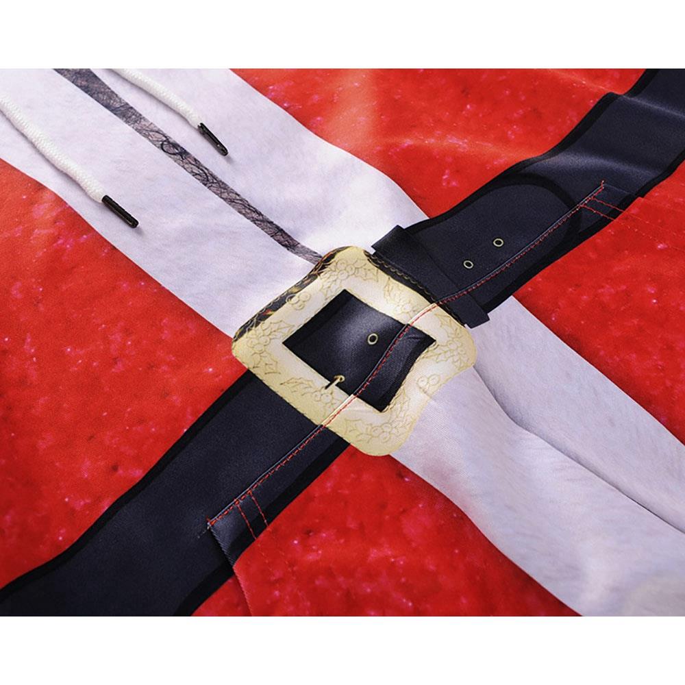 Men's Christmas Series 3D Printed Santa Claus Belt Pattern Hoodie (Hooded Pullover Sweatshirt Size M) - Red