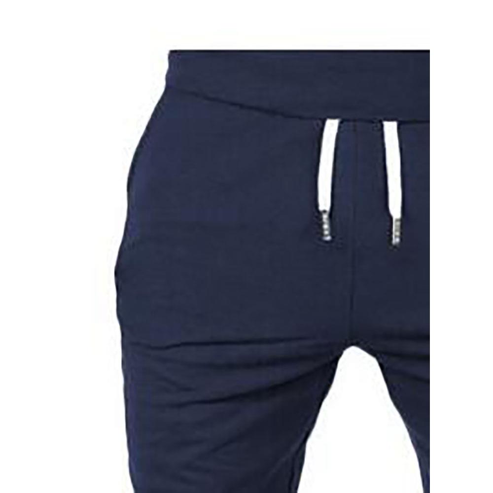 Men's Casual Sports Pants Elastic Trousers (Size M) - Navy Blue