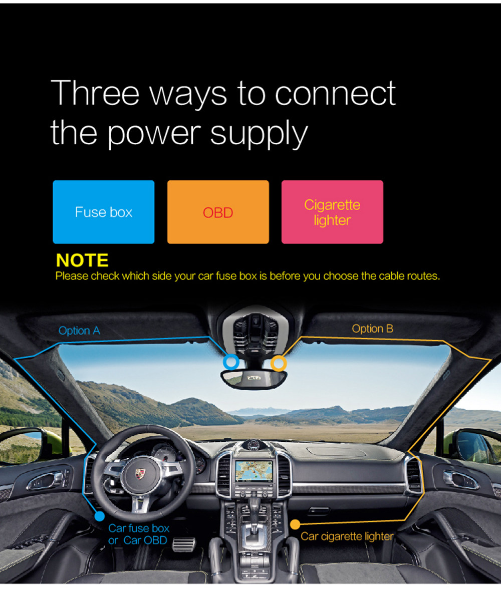 RS200 Top HD Hidden Universal Wifi Car DVR (Sony IMX323 1080P HD 170 Degree Wide Angle Lens Built-in Wi-Fi Module) - Black