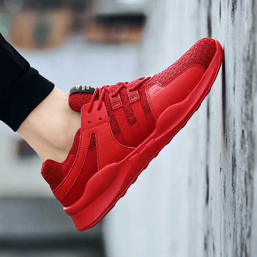 Men's Casual Outdoor Tennis Sneakers(Flying Woven Upper Running Shoes Size EU39.5) - Red