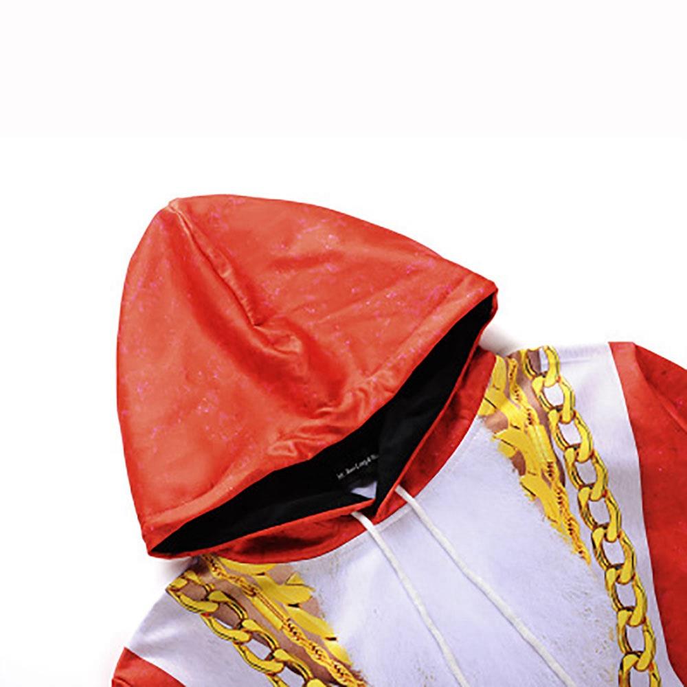 Men's Christmas Series 3D Printed Cartoon Muscle Pattern Pullover Hoodie (Hooded Sweatshirt Size M) - Red