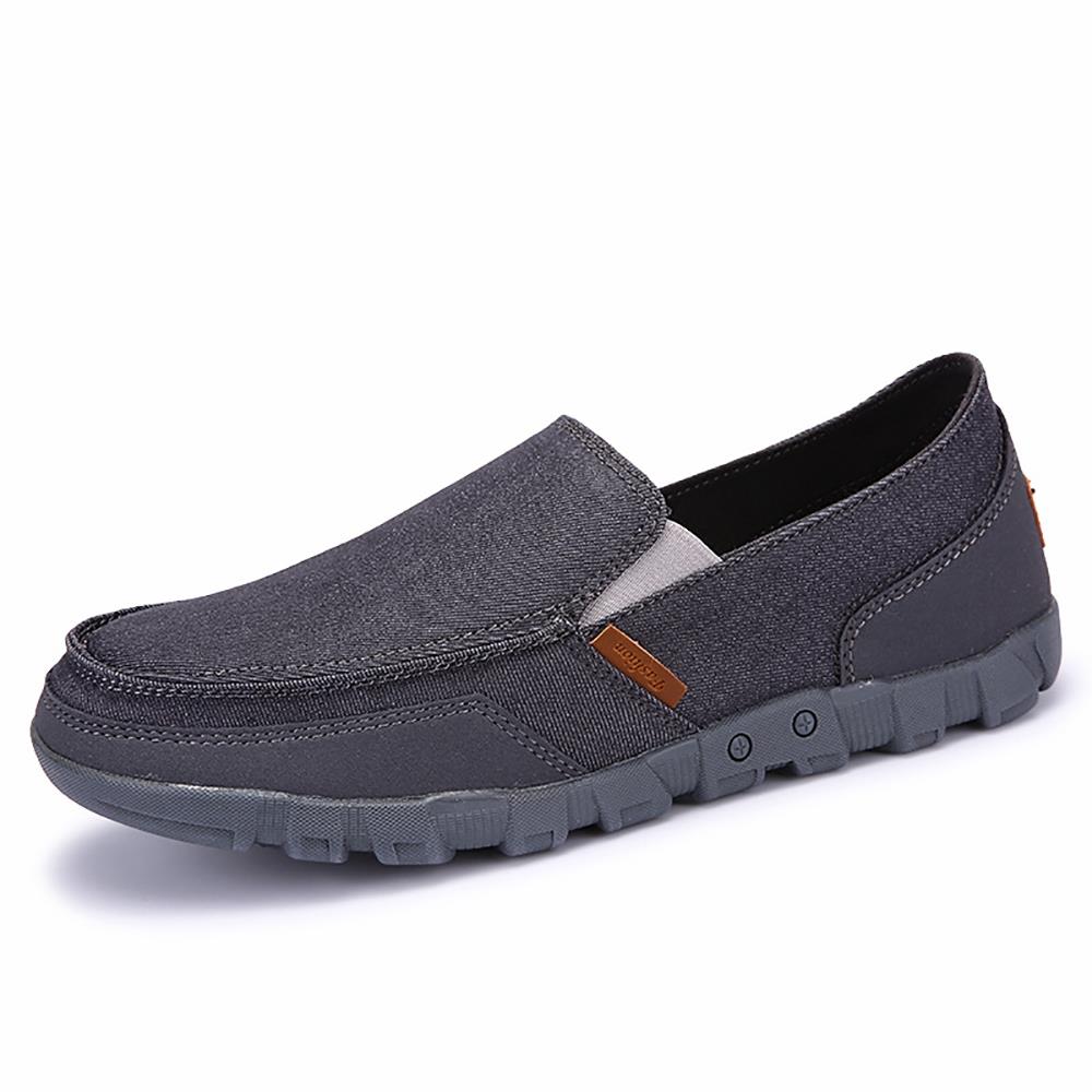S1029 Men's Casual Canvas Shoes (Comfortable Rubber Sole Flats Size EU39) - Gray