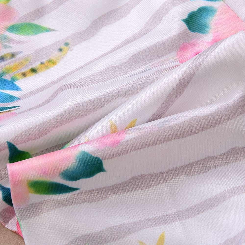 HZ50088 Kids Girls Flower Letter Pattern Three-piece Set (Long-sleeve Top + Flower Bow Tie Trousers + Hairband Size 70) - White