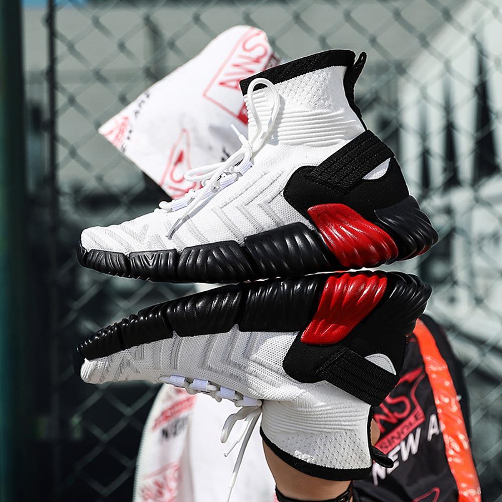 Men Outdoor Tennis Shoes Running Shoes Mesh Casual Shoes Flying Woven Upper Size EU 39.5 - White