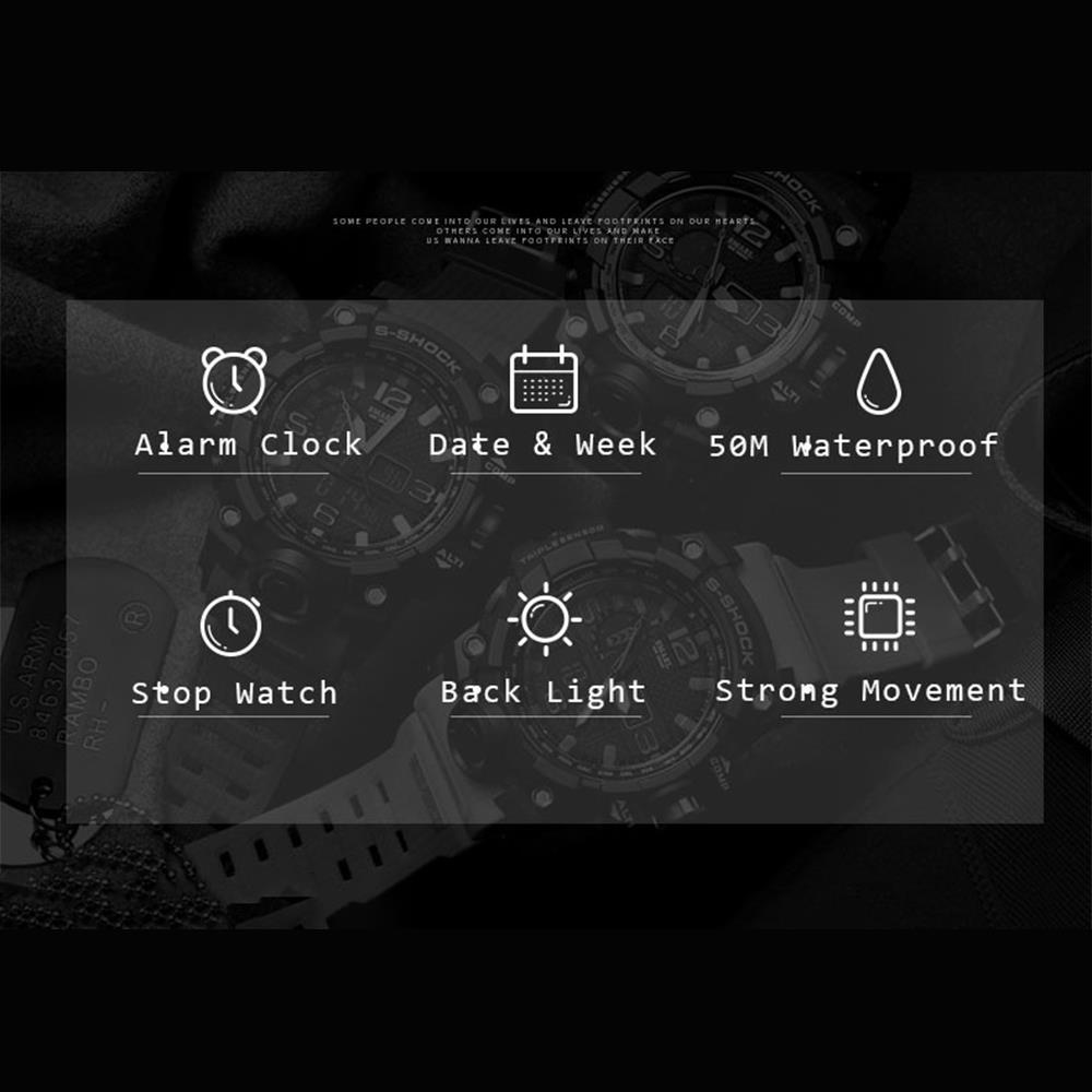 SMAEL SL1545 Men Casual Digital Quartz Sports Wrist Watch - Black + Gray