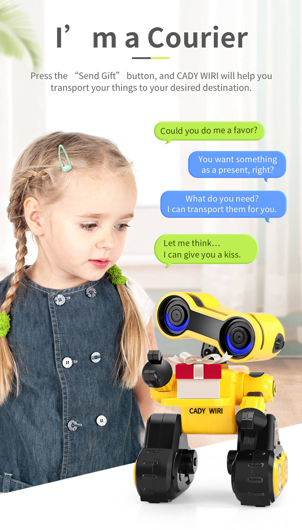JJRC R13 CADY WIRI Touch Control Programmable Dancing RC Robot Colorful Lights Kids Toys - Yellow