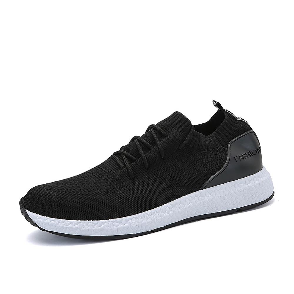 Men Casual Mesh Fabric Lace-up Sports Shoes EU43 - Black