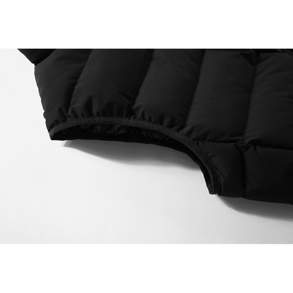 Men Winter Thick Solid Color Cotton Waistcoat Sleeveless Duck Down Jacket Size L - Black