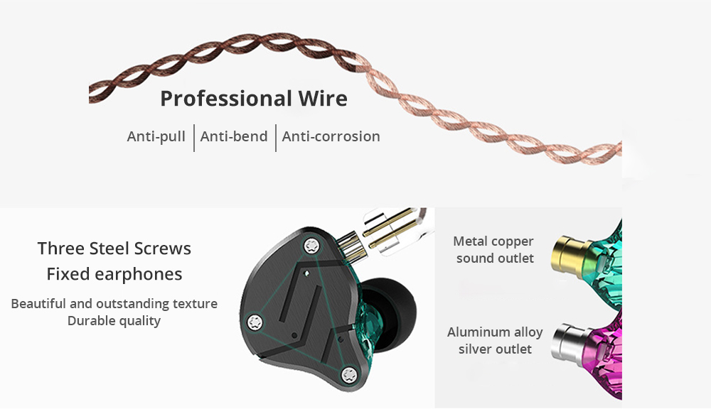 KZ ZSN Wired Earphones Noise Cancelling With Mic - Black
