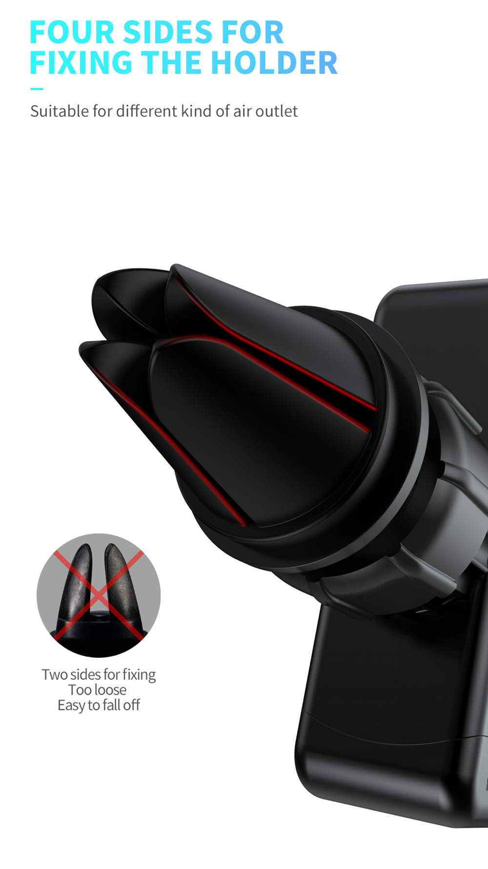 Joyroom JR-ZS110 Mini Car Phone Mount Holder Air Outlet Bracket For 4.0-6.0 Inch Smartphone - Black