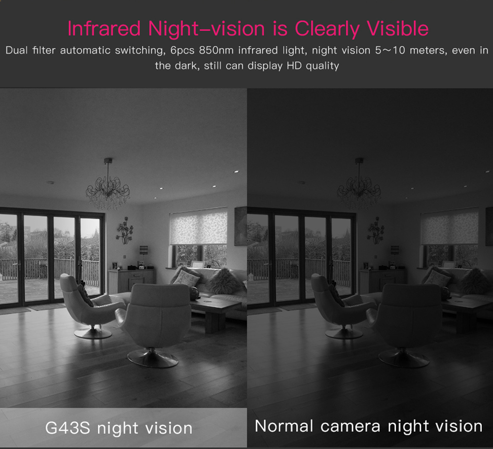 Vstarcam G43S 1080P 2MP Wifi IP Camera Home Security IR-Cut Night Vision Baby Monitor - Black UK Plug