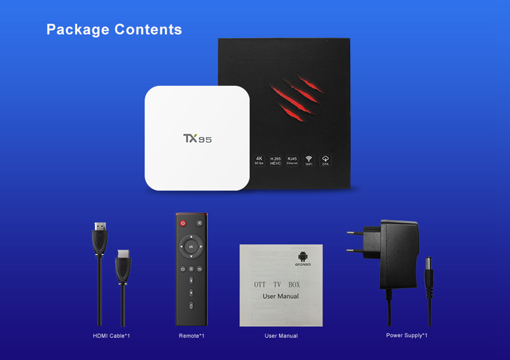 TANIX TX95W Amlogic S905W Android 7.1.2 2GB/16GB 4K TV Box Dual Band WiFi Bluetooth LAN HDMI KODI 17.6