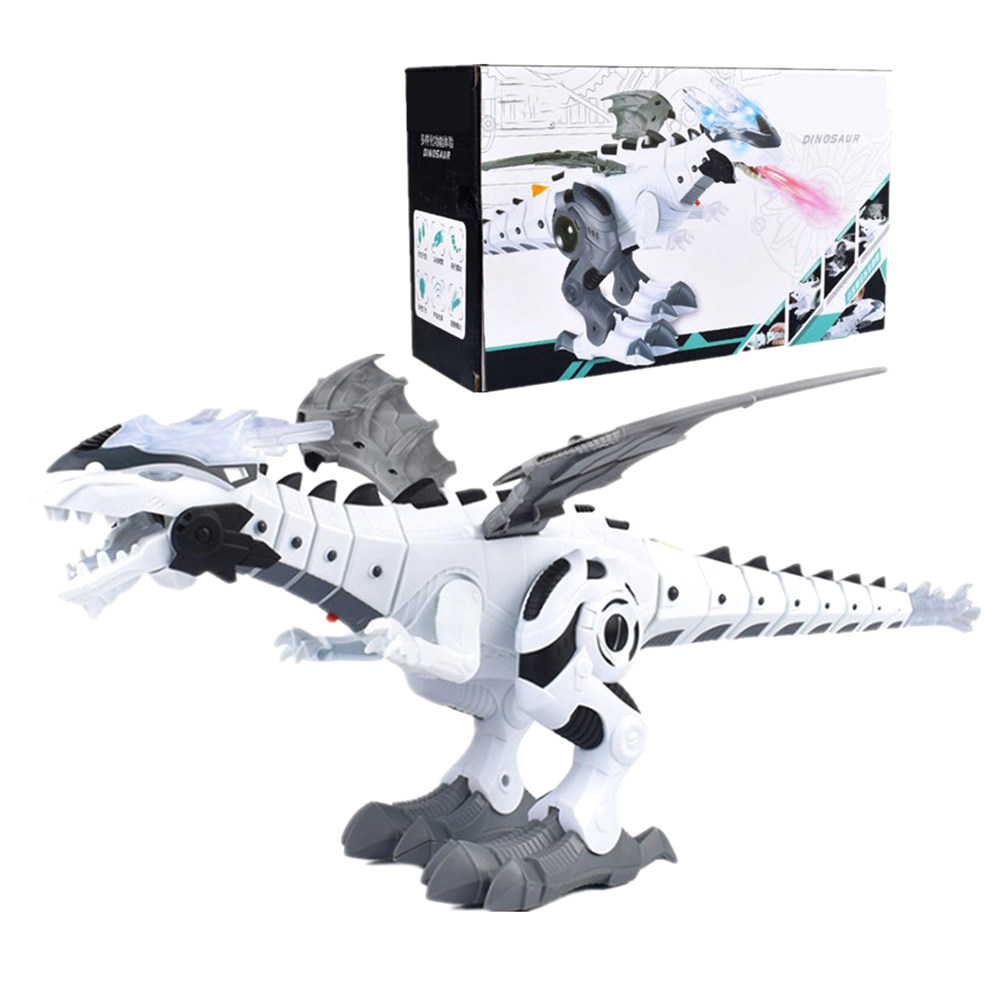 6818 Spray Mechanical Dinosaur Battle Dragon Kids Toys with LED Lights - White