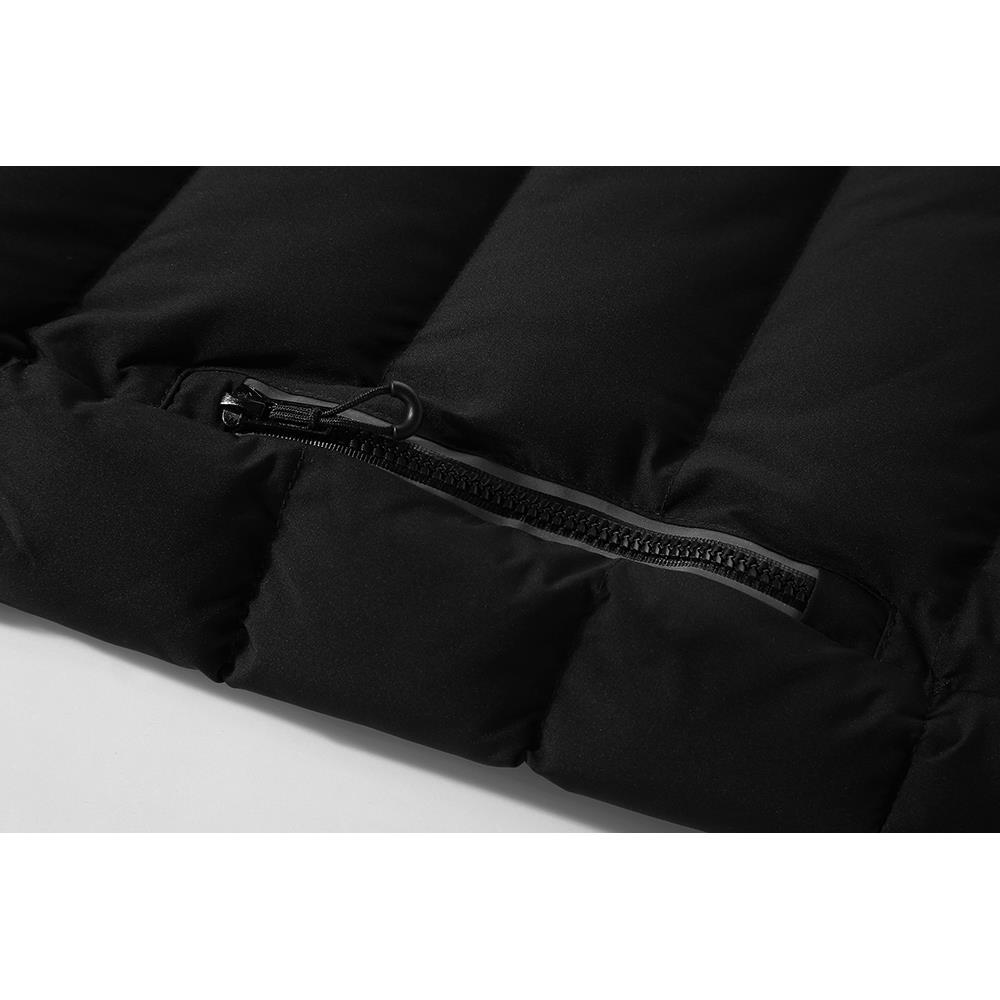 Men Winter Thick Solid Color Cotton Waistcoat Sleeveless Duck Down Jacket Size L - Black