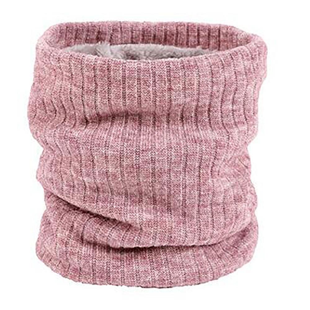 S02 Unisex Winter Casual Cashmere Knitting Warm Pure Color Scarf Neck Warmer - Pink