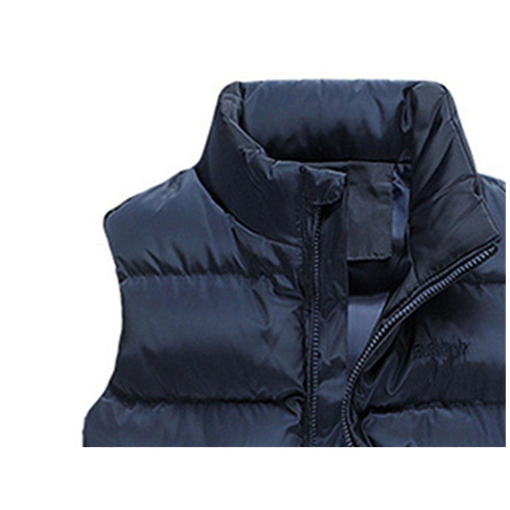 Men Winter Thick Stand Collar Solid Color Cotton Waistcoat Duck Down Jacket Size M - Blue