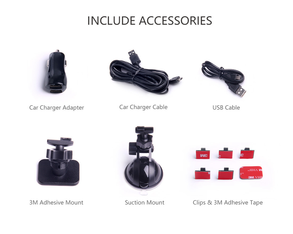 VIOFO WR1 Car Dash Camera NT96655 Sony IMX323 Sensor 1080P Full HD 30FPS 160 Degree Wide Angle Built-in WiFi - Black