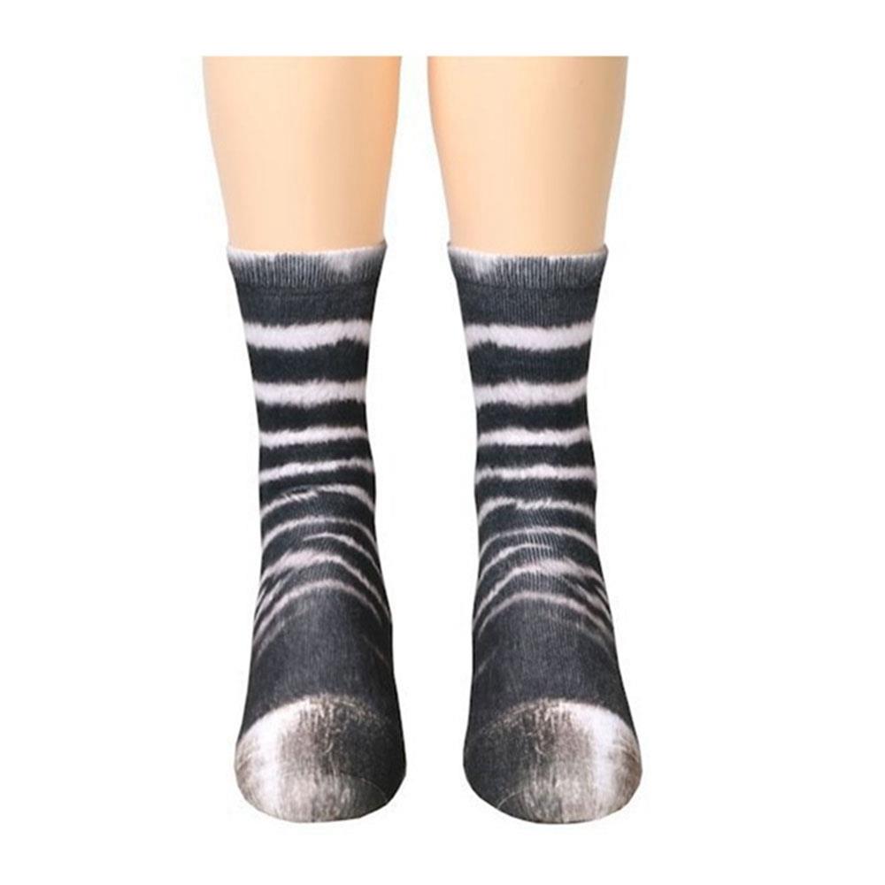 3D Printed Zebra Feet Animal Pattern Unisex Adult Stylish Funny Cotton Socks - Multicolor