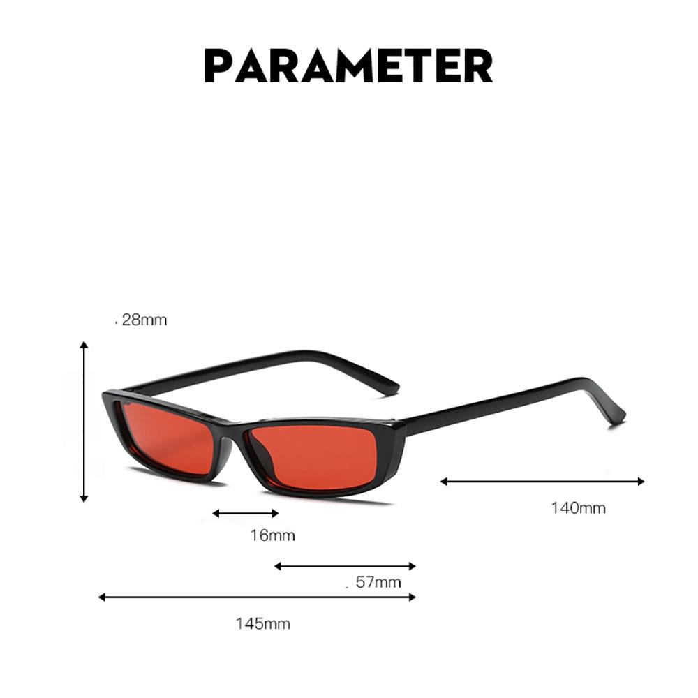 S17072 Women Vintage Sunglasses Owl Rectangle Narrow Small Frame Retro Lens - Black