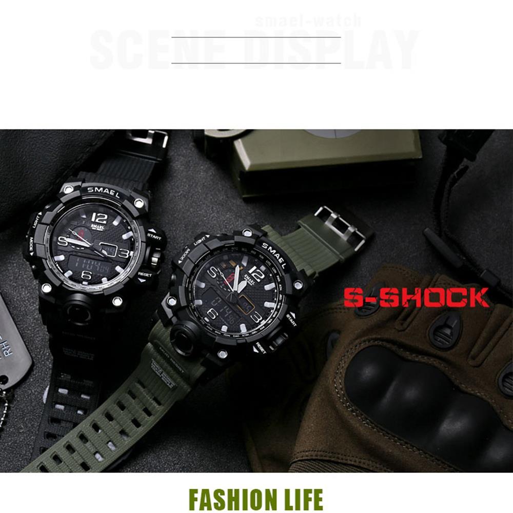 SMAEL SL1545 Men Casual Digital Quartz Sports Wrist Watch - Black + Gray