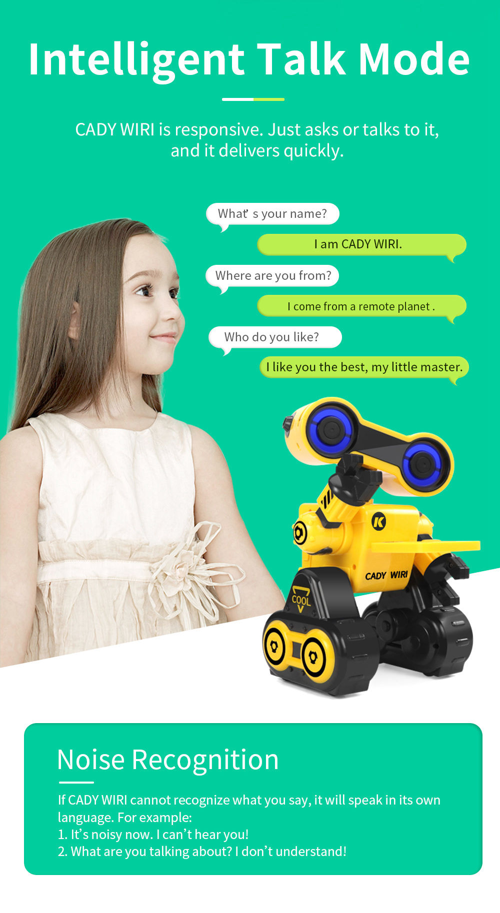 JJRC R13 CADY WIRI Touch Control Programmable Dancing RC Robot Colorful Lights Kids Toys - Yellow
