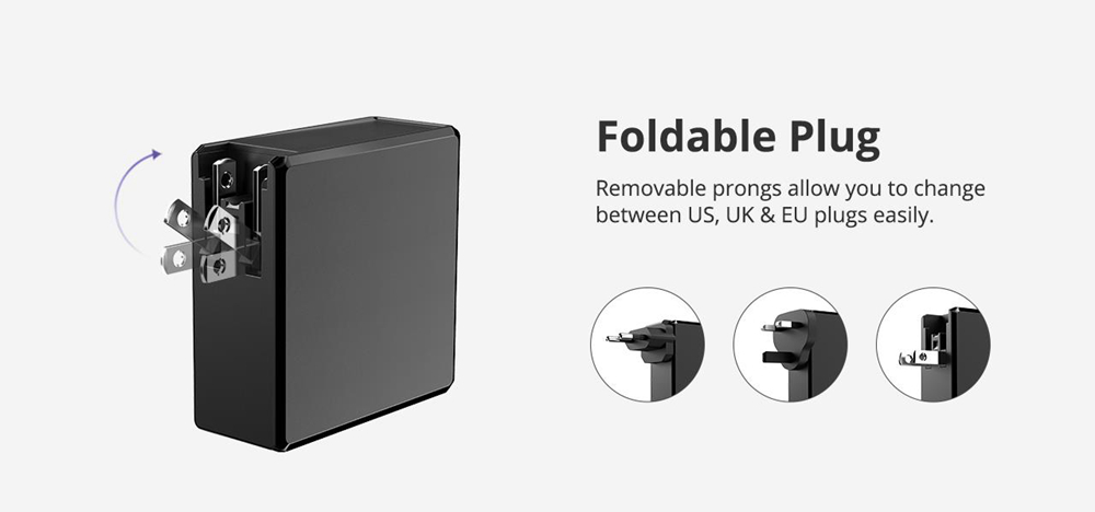 Tronsmart WCP03 57W USB-C Wall Charger with 45W Power Delivery 3.0 12W VoltiQ Foldable Plug for MacBook iPhone - UK Plug