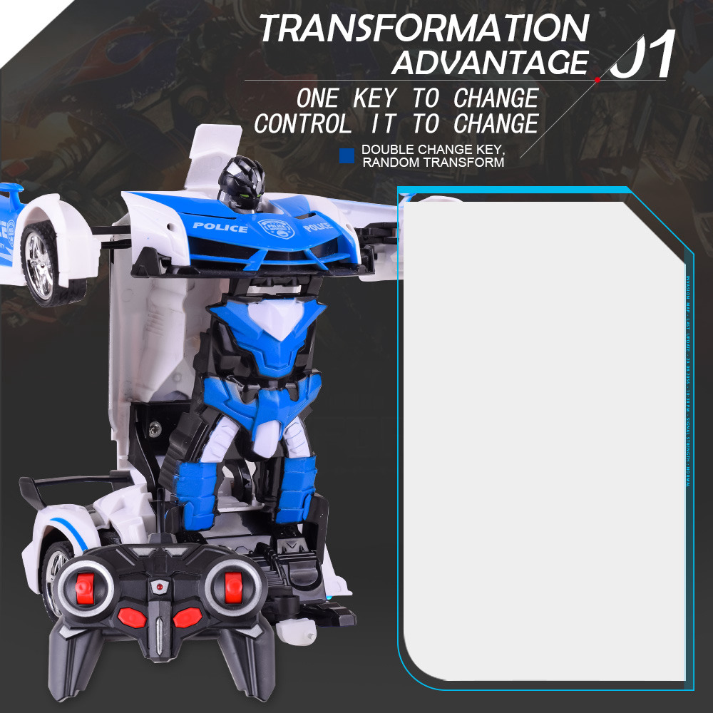 1023 1:18 4CH 2 In 1 Deformation Racing RC Car Transformers Robot RTR - Bugatti Blue