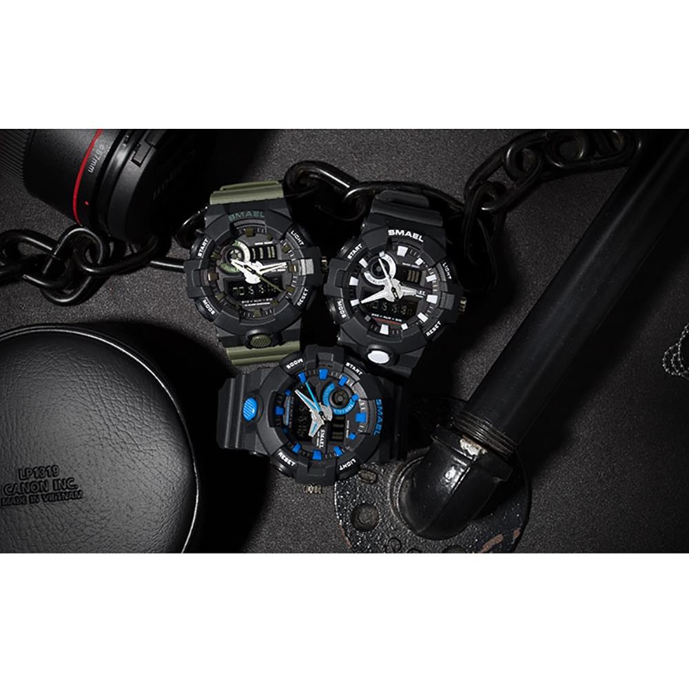 SMAEL 1642 Men Casual Digital Quartz Sports Wrist Watch - Black + White
