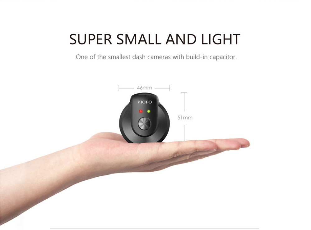 VIOFO WR1 Car Dash Camera NT96655 Sony IMX323 Sensor 1080P Full HD 30FPS 160 Degree Wide Angle Built-in WiFi - Black