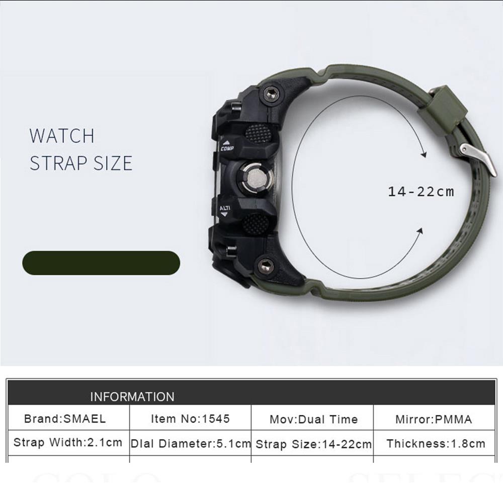 SMAEL SL1545 Men Casual Digital Quartz Sports Wrist Watch - Black + Gray