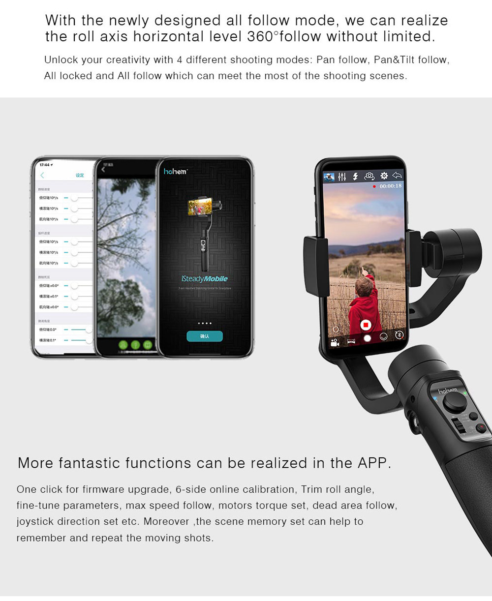 Hohem iSteady Mobile 3-Axis Brushless Handheld Gimbal Stabilizer for Smartphone