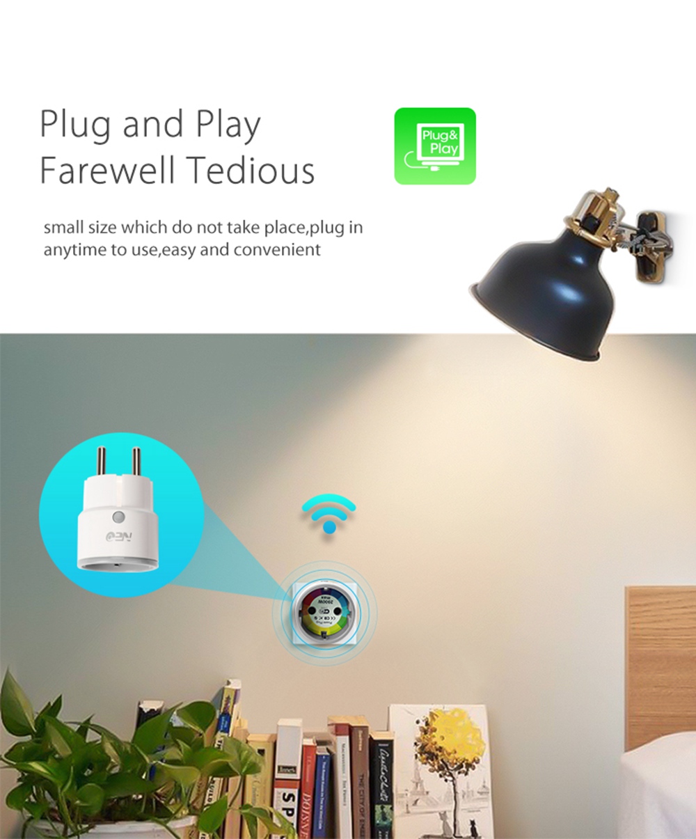 Geekbes Smart WiFi Remote Control Plug Works with Amazon Alexa Google Assistant -White