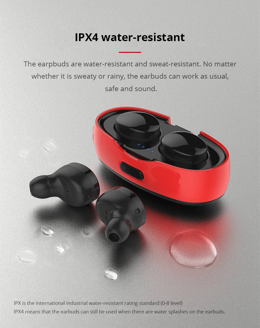 VR SHINECON Bluetooth Portable Earbuds Noise Reduction - Red