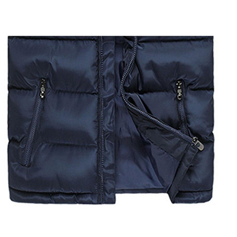 Men Winter Thick Stand Collar Solid Color Cotton Waistcoat Duck Down Jacket Size M - Blue