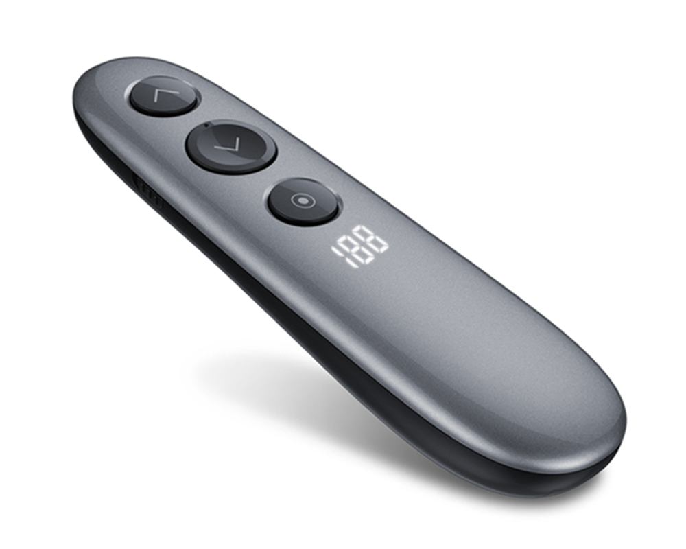 H100 Digital Laser Presenter 2.4G Wireless with Air Mouse Spotlight TF Card PPT Pointer - Sliver