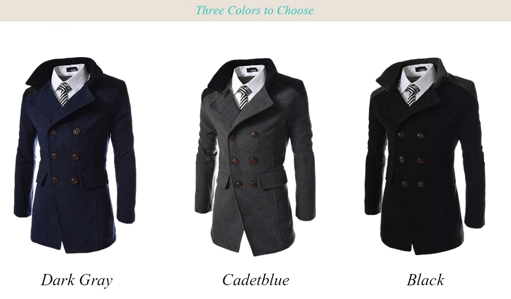 C01 Men Winter Casual Warm Turn-down Collar Coat Windbreaker Jacket Size 3XL - Black