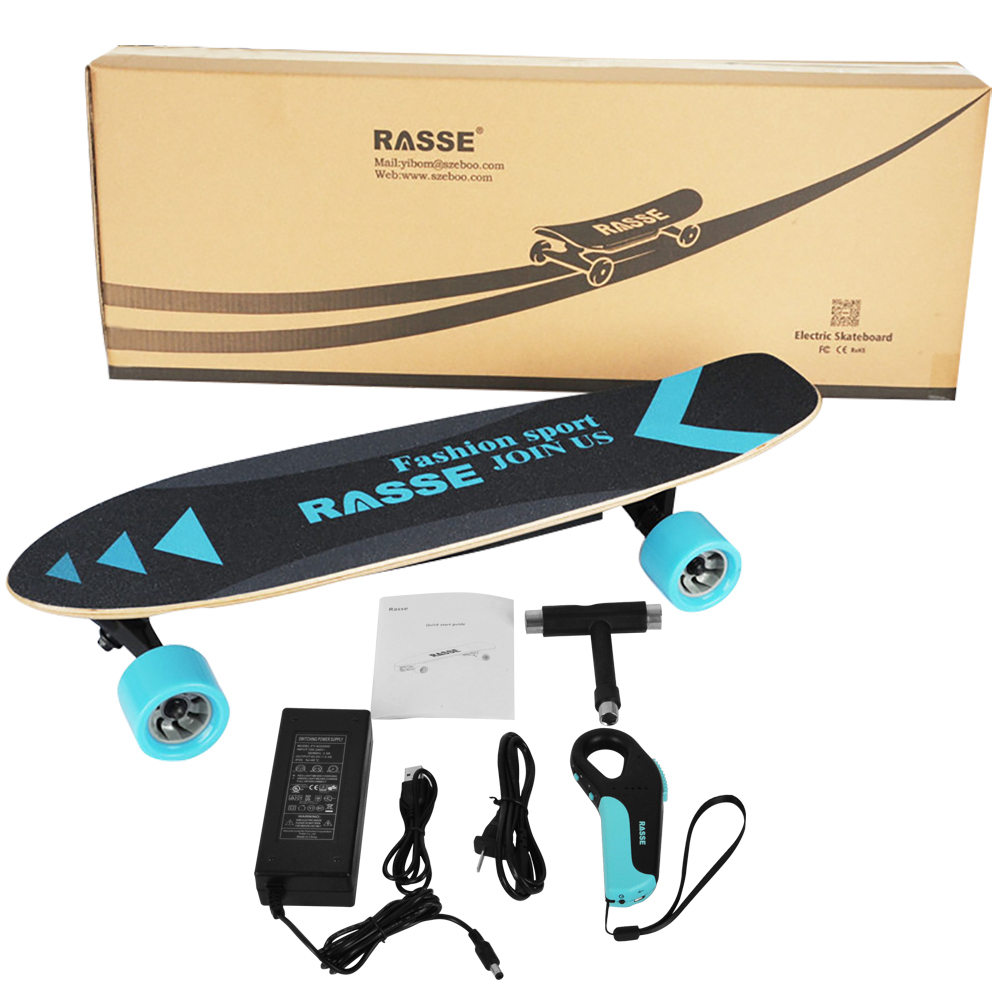 RASSE YB-ES01 Electric Skateboard Wireless Remote Control Single 250W Motor 15km/h EU Plug - Blue