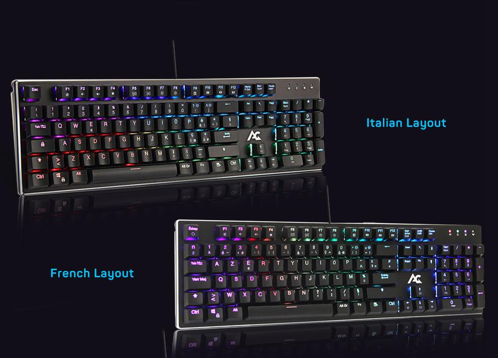 ACGAM AG-109R RGB Mechanical Wired Keyboard 105 Keys Programmable Italian Layout Brown Switches - Black