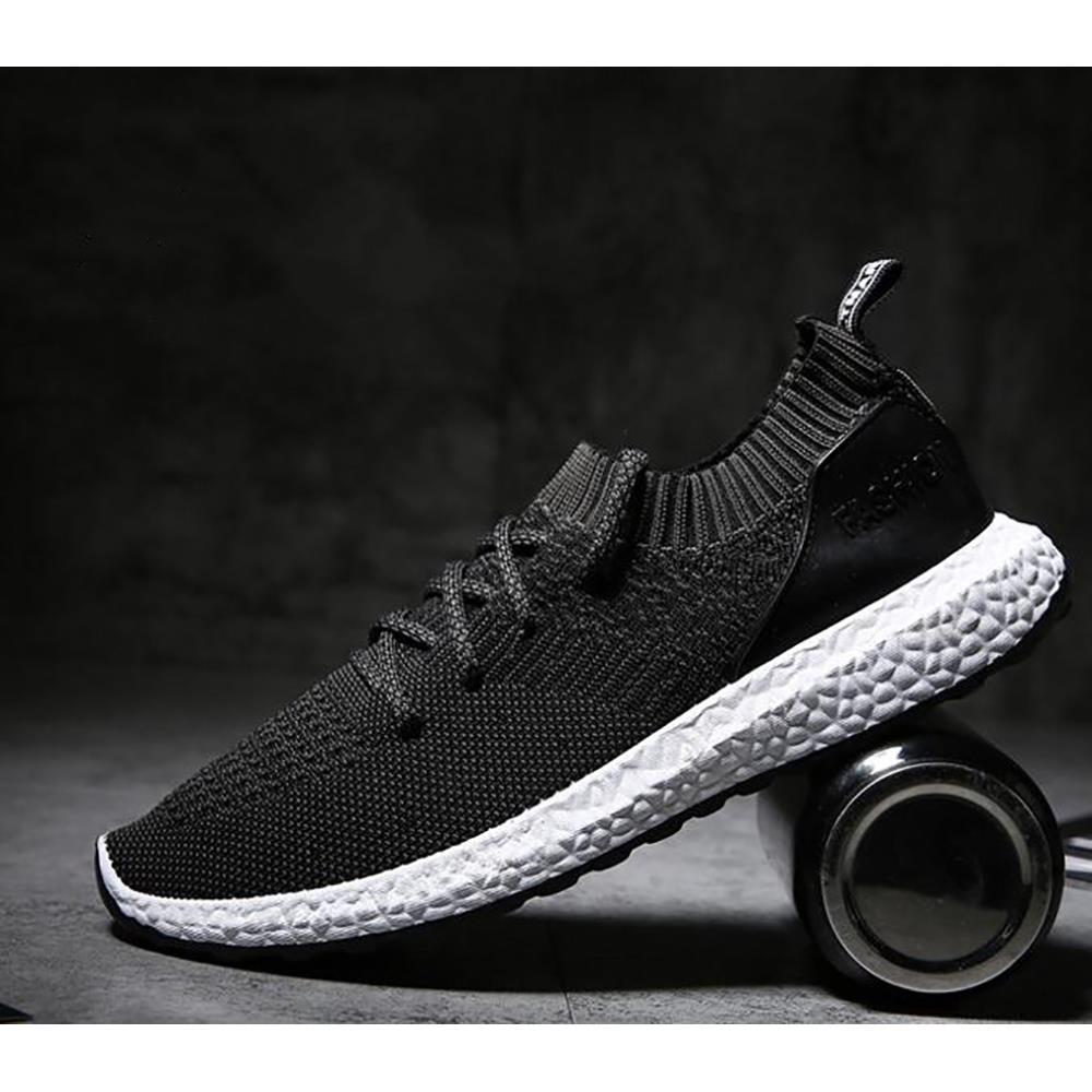 Men Casual Mesh Fabric Lace-up Sports Shoes EU43 - Black