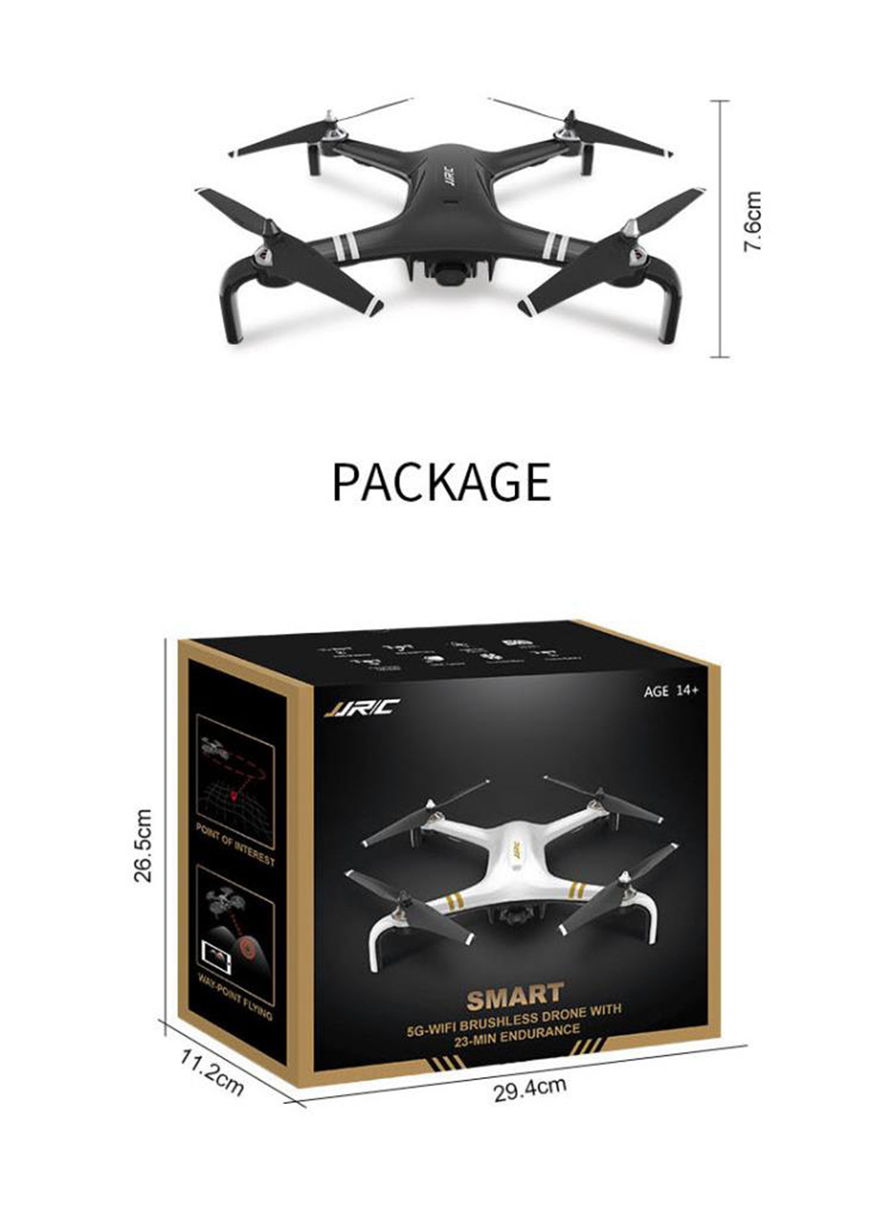 JJRC X7 SMART 1080P 5G WiFi FPV Double GPS Brushless RC Drone with One-Axis Gimbal Camera 25mins Flight Time RTF - White