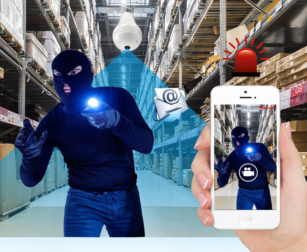 BESDER BES-N703F 1.3MP 960P Wifi Panoramic IP Camera 360 Degree E27 Bulb Light Fisheye Camera - White