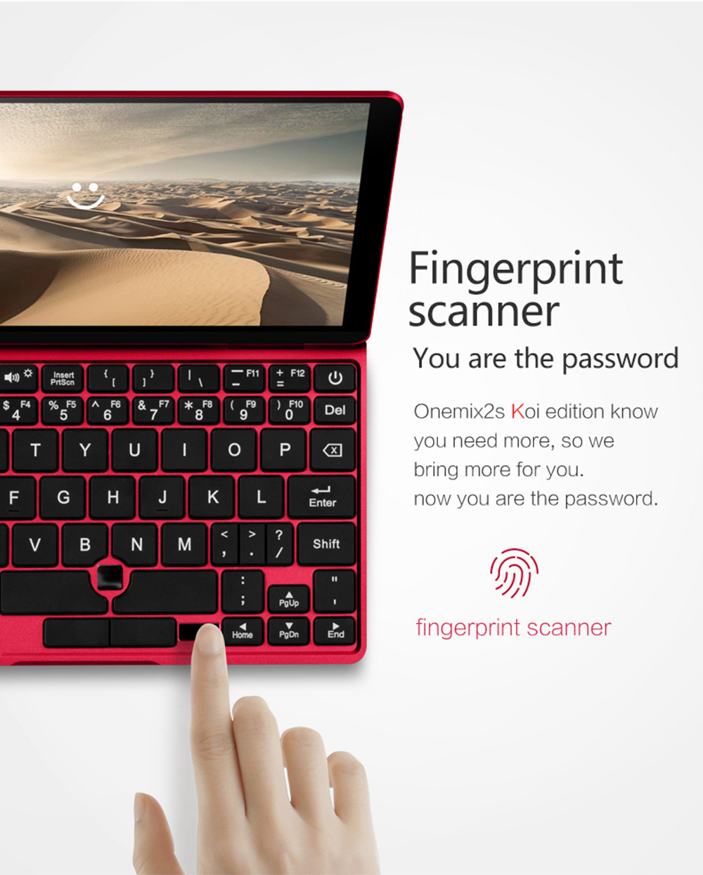 One Netbook One Mix 2S Yoga Pocket Laptop Intel Core M3-8100Y Dual Core Touch ID 7" IPS Screen 1920*1200 Windows 10 8GB DDR3 512GB PCI-E SSD - Red