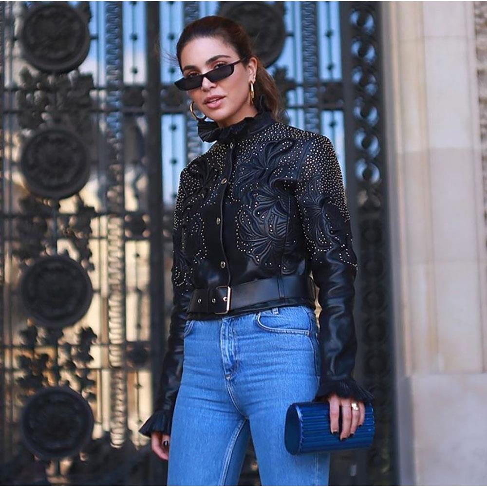 S17072 Women Vintage Sunglasses Owl Rectangle Narrow Small Frame Retro Lens - Black