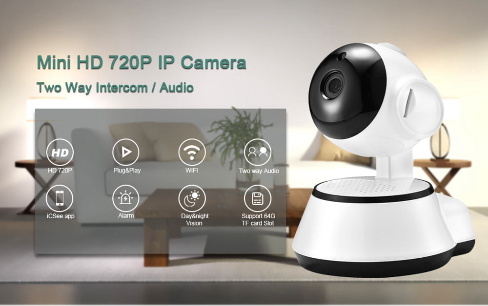 BESDER BES-N101 720P Smart WiFi Home Security IP Camera Audio Record Surveillance Baby Monitor - White EU Plug