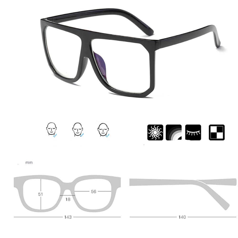 S17027 Unisex Retro Sunglasses General Large Square Gradient Color Lens - Black