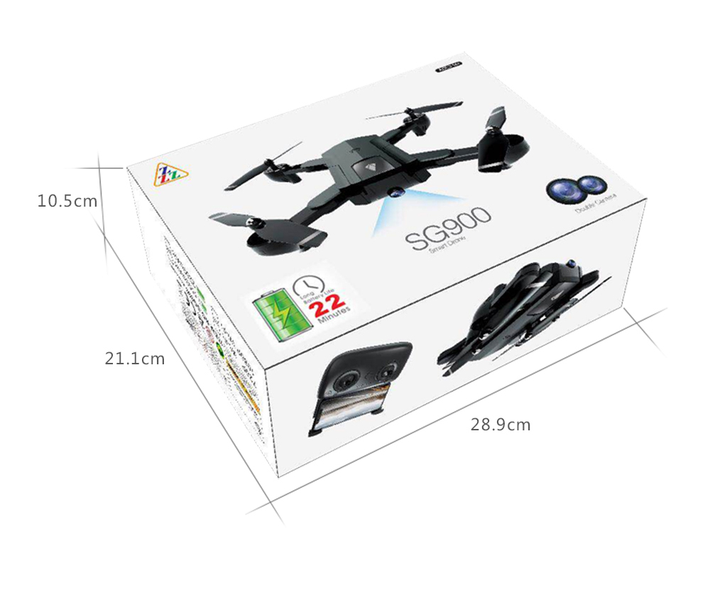 SG900 720P WiFi FPV Foldable RC Drone Optical Flow Positioning 22mins Flight Time RTF - Black