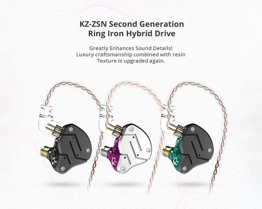 KZ ZSN Wired Earphones Noise Cancelling With Mic - Black